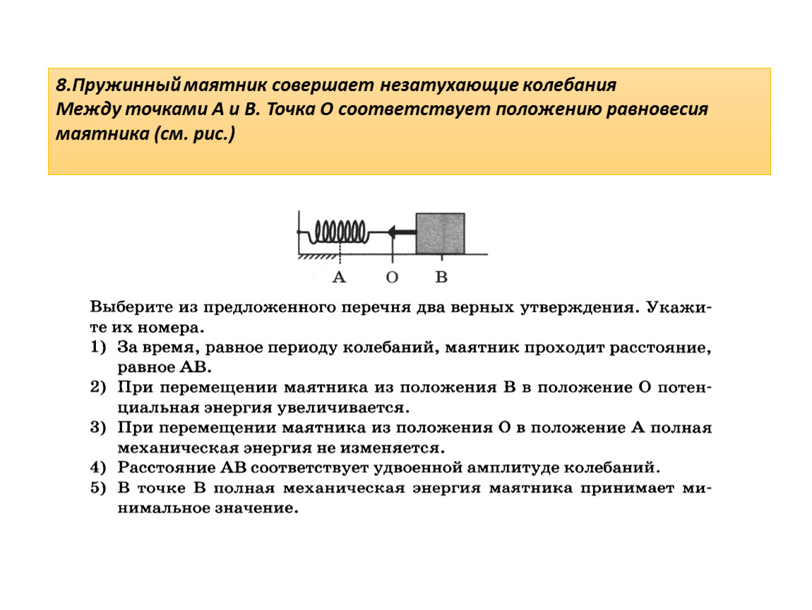 Маятник совершает свободное колебание