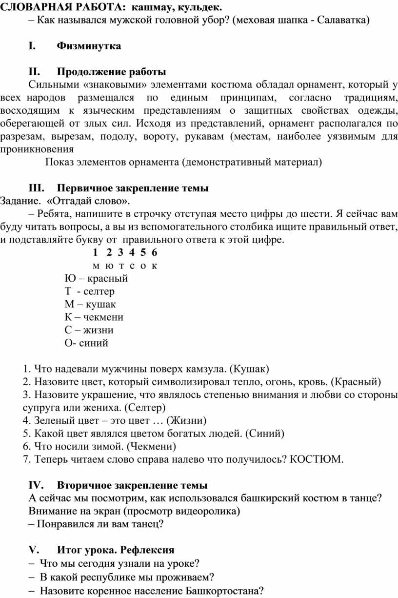 Национальный костюм – Наследие моего народа