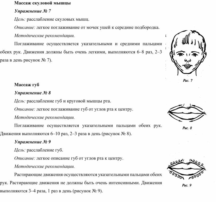 Схема логопедического массажа