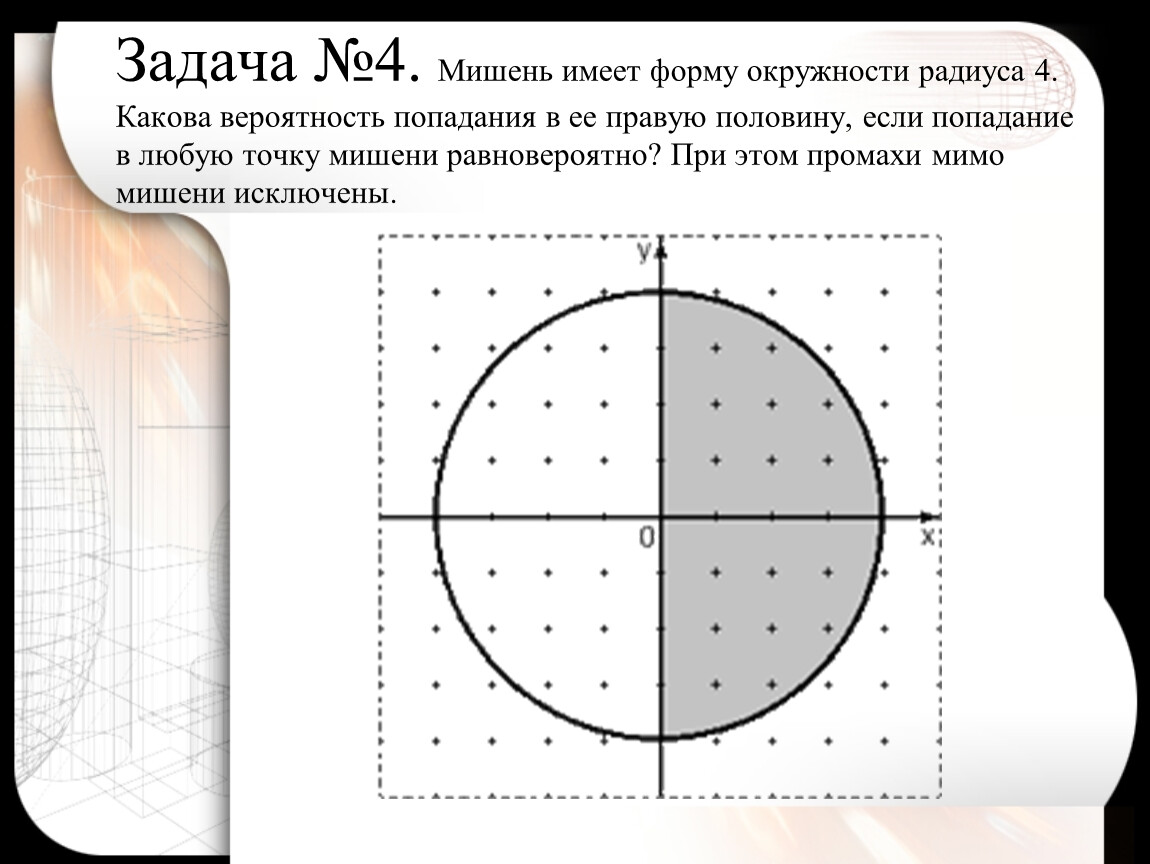 Вероятность попадания точки в круг. Задача про мишени. Геометрическая вероятность задачи. Задачи на попадание в мишень. 4 Окружности мишень.