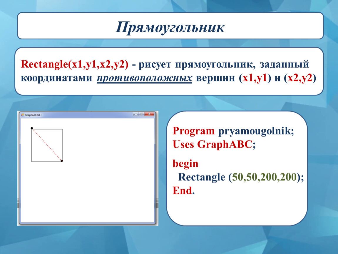 Нарисовать прямоугольник в паскале