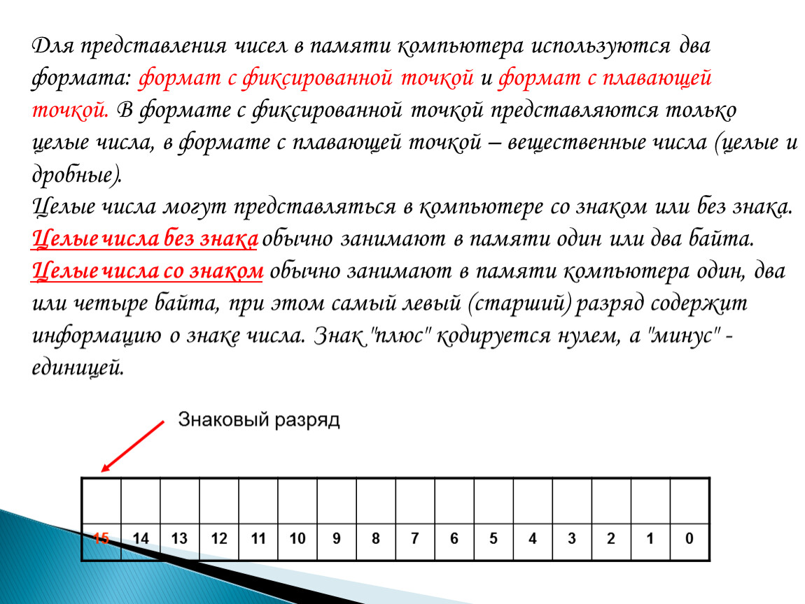 Представление памяти компьютера. Представление целых чисел в памяти компьютера. Способы представления чисел в компьютере. Представление целых чисел в ПК. Представление отрицательных вещественных чисел в компьютере.