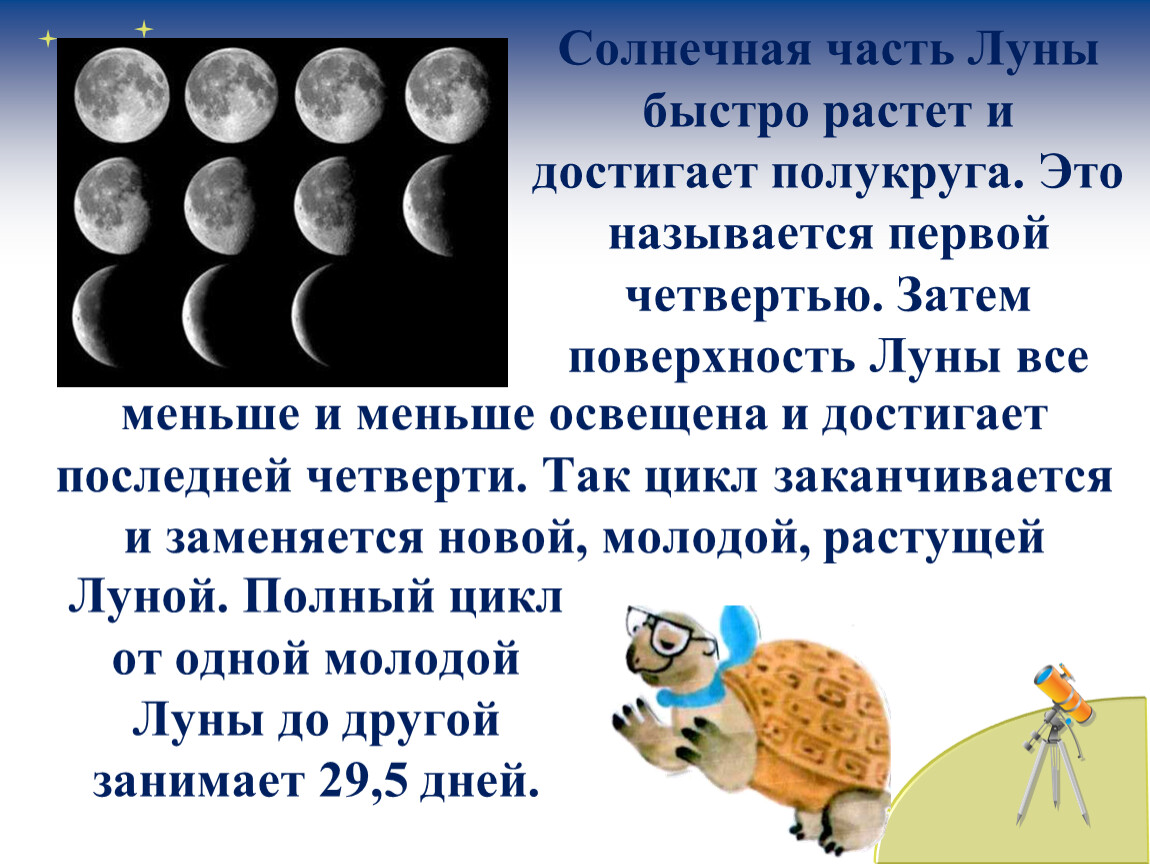 Почему изменяется луна. Почему Луна бывает разной. Луна окружающий мир 1 класс. Часть Луны. 1 Четверть Луны.