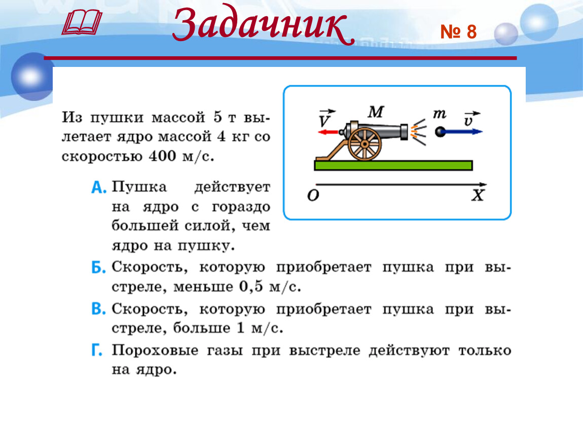 Скорость пушки. Вес ядра пушки. Задача на скорость орудия. Ядро массой м 5. Масса пушки с ядром 1000 кг.