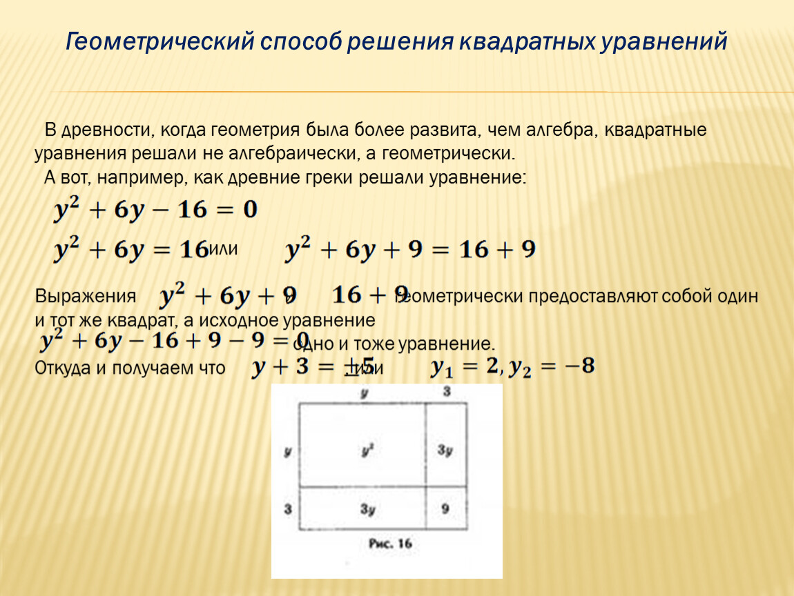 Решение квадратных уравнений проект