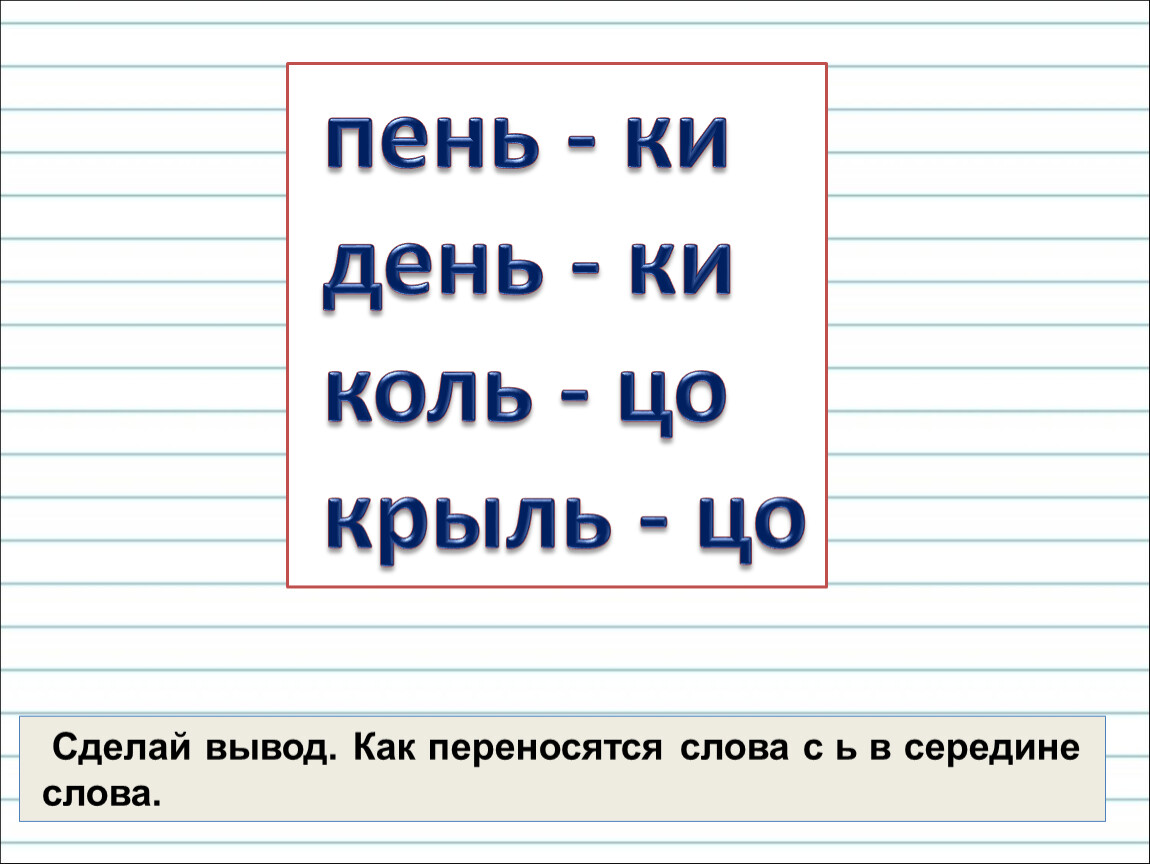 Перенос слов с ь знаком 1 класс презентация