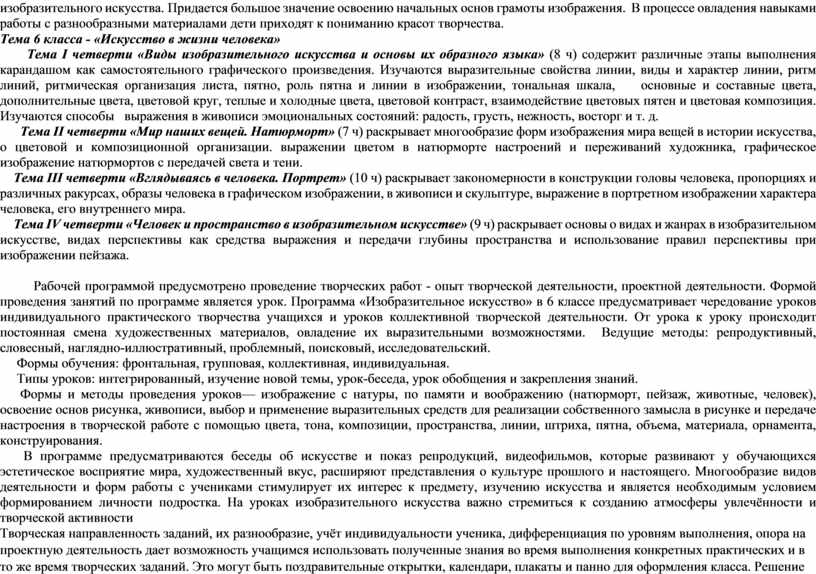 Придается большое значение освоению начальных основ грамоты изображения