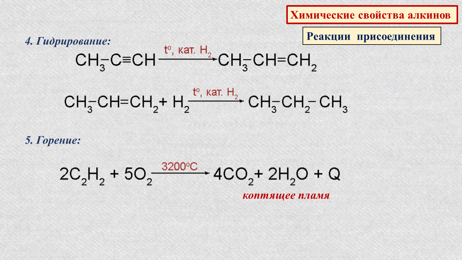 Полное гидрирование ацетилена. Химические свойства Алкины реакция горения. Химические свойства алкинов реакции. Гидрирование алкинов реакции. Химические свойства алкинов.