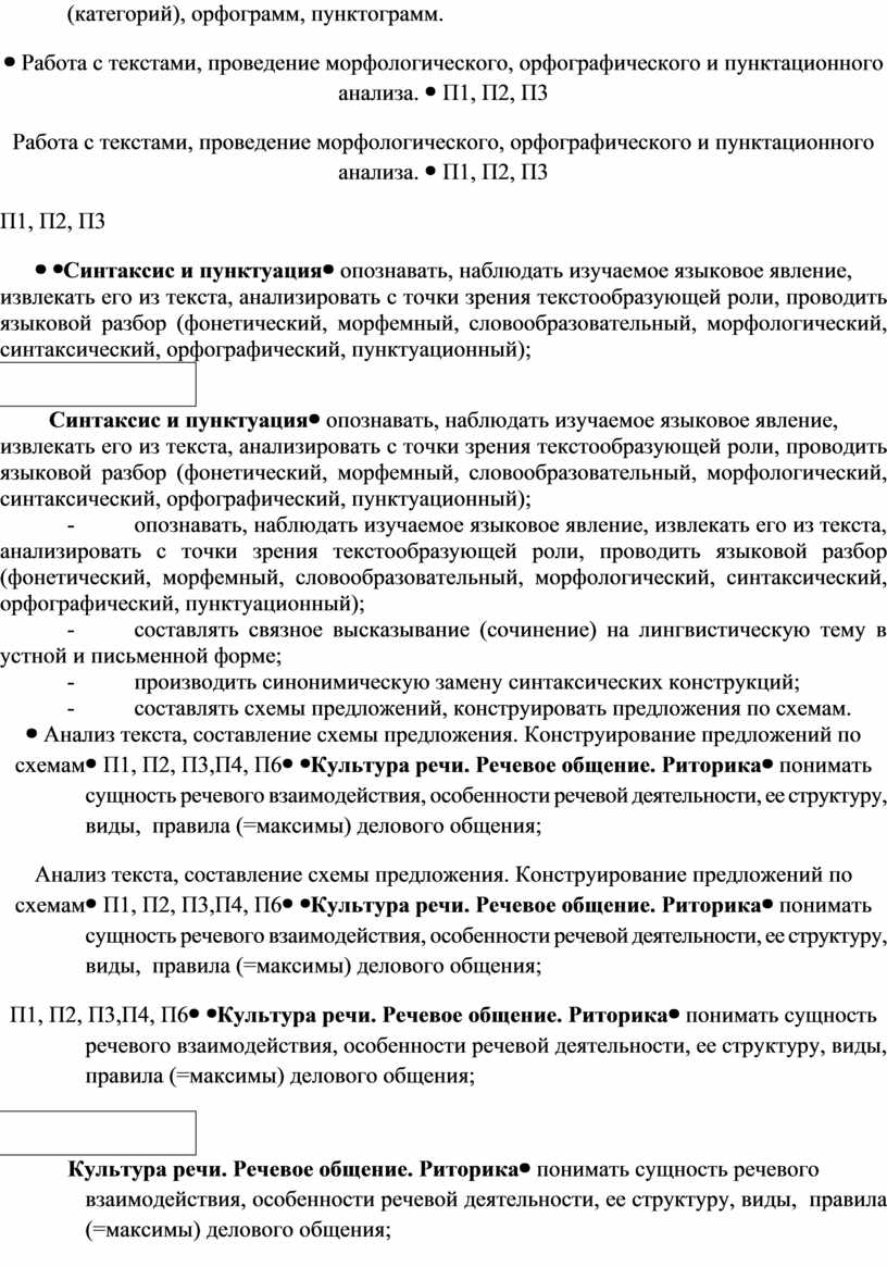 Работа с текстами, проведение морфологического, орфографического и пунктационного анализа