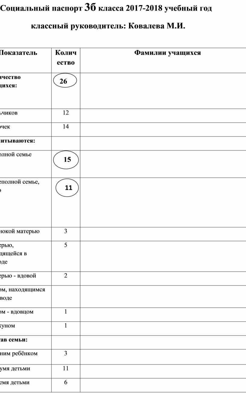 Социальный паспорт школы для социального педагога образец