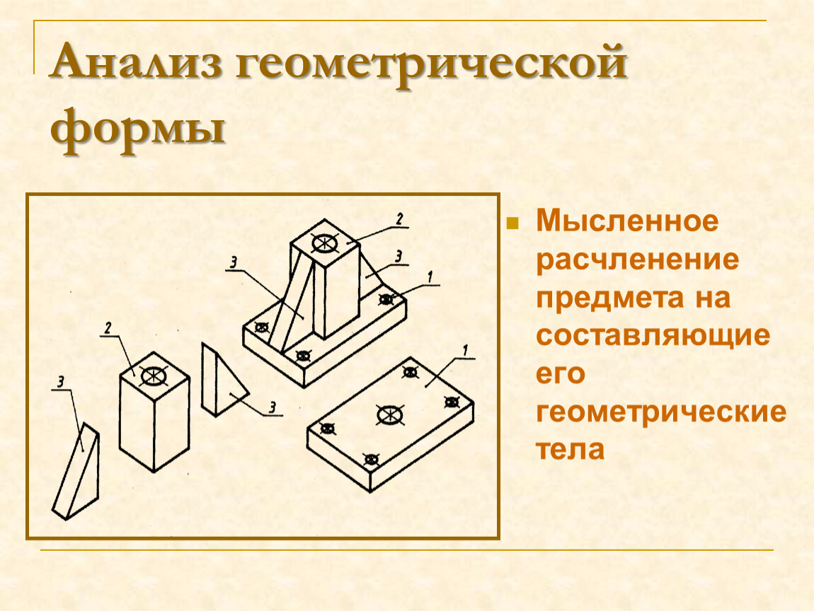 Анализируя геометрическую форму детали представленной на рисунке можно выделить поверхности