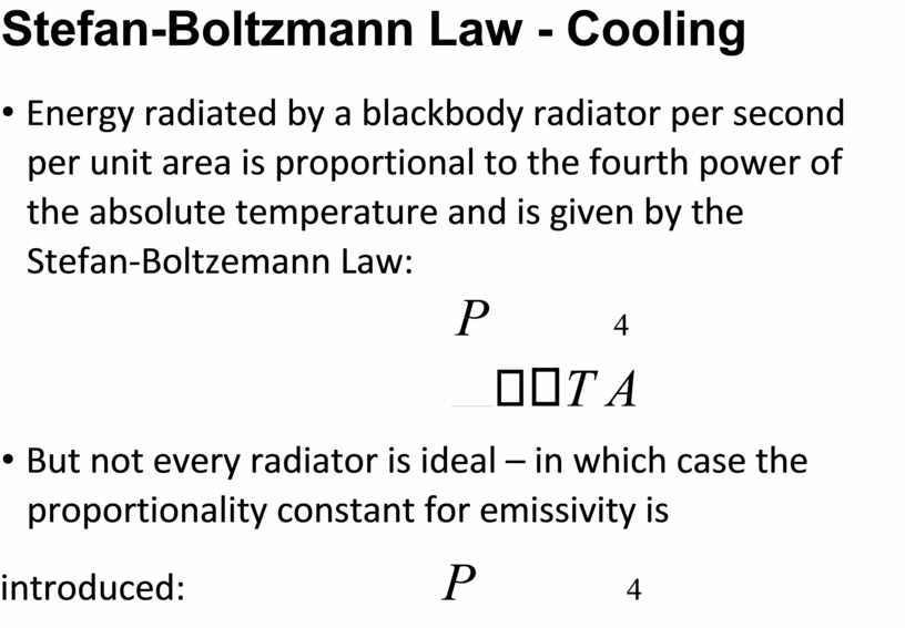Stefan-Boltzmann Law - Cooling •
