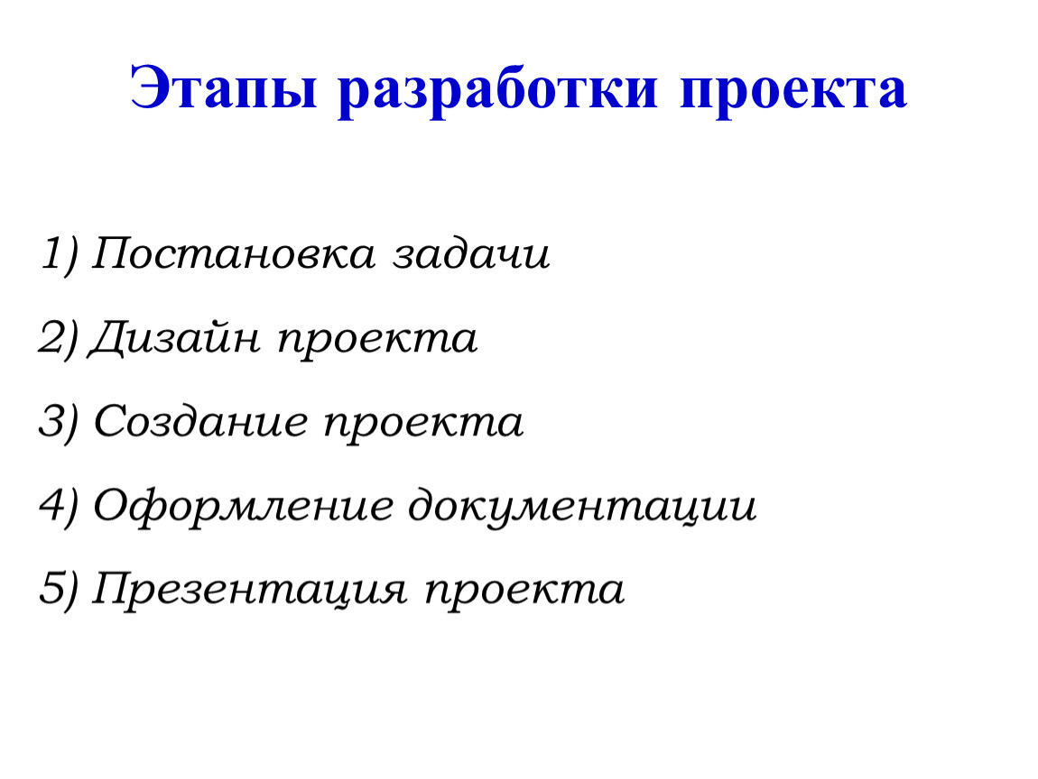 Фаза разработка проекта