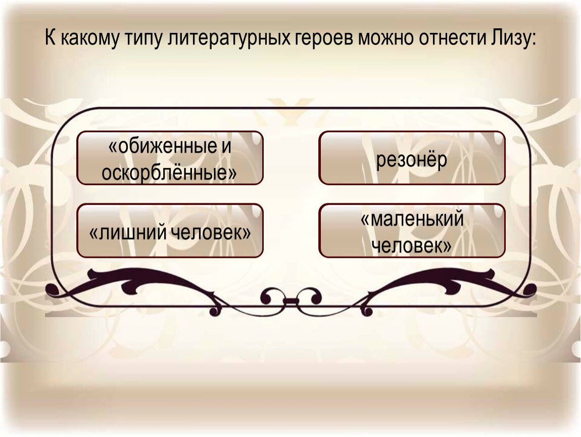 Литературный тип героя маленького человека. Типы литературных героев. Типы героев маленький человек лишний человек. К какому типу литературных героев можно отнести Лизу. Лишний человек в литературе персонажи.