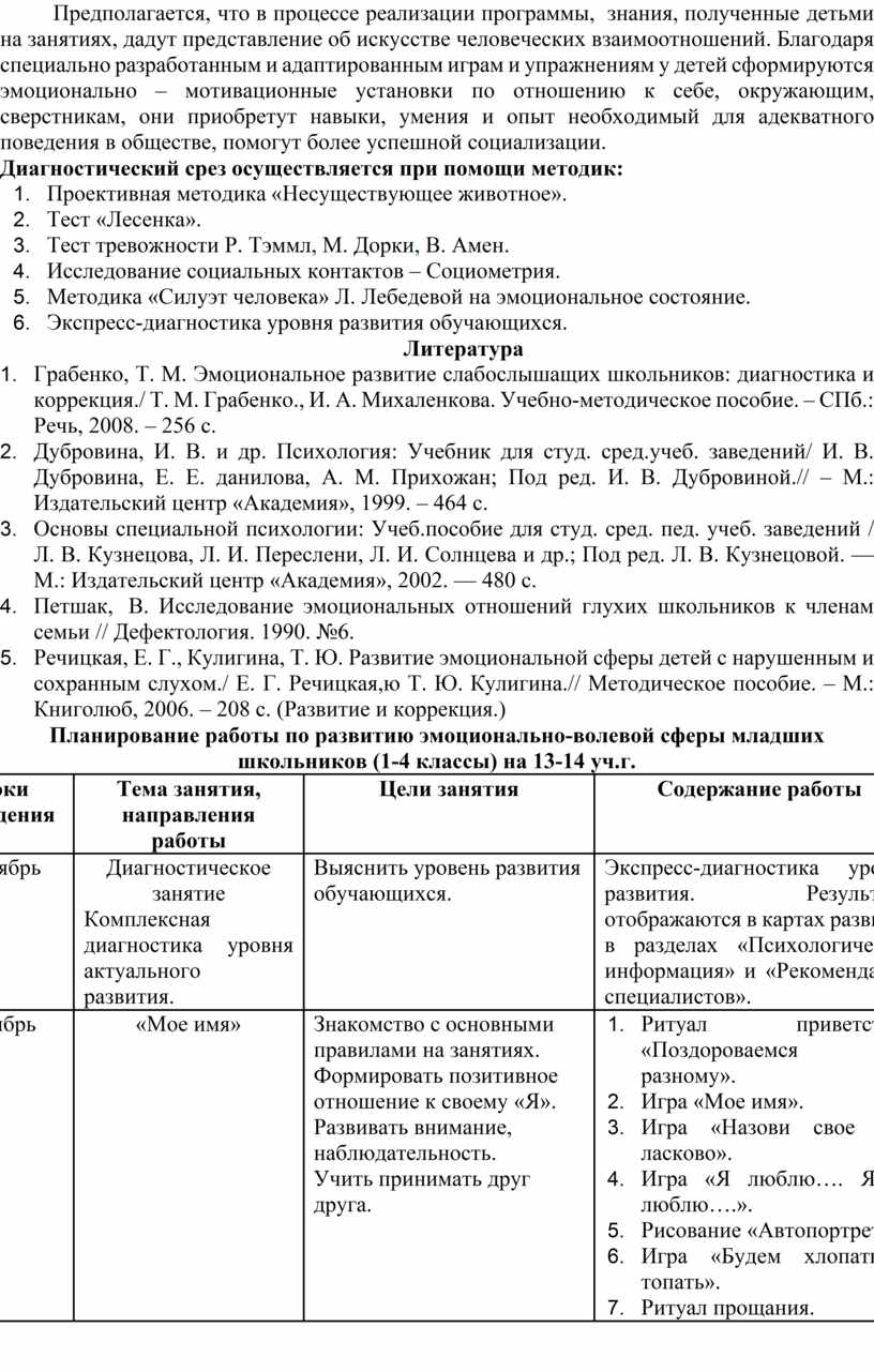 КОРРЕКЦИОННО-РАЗВИВАЮЩАЯ ПРОГРАММА «РАЗВИТИЕ ЭМОЦИОНАЛЬНО-ВОЛЕВОЙ СФЕРЫ  МЛАДШИХ ШКОЛЬНИКОВ»