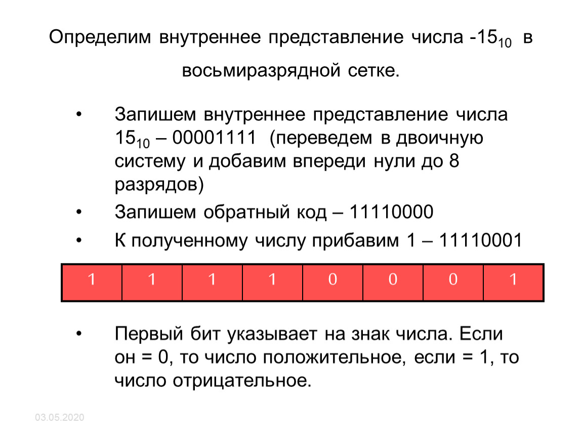 Число в восьмиразрядном представлении имеет вид. Внутреннее представление числа. Внутренне представление чисел. Представление чисел в восьмиразрядной сетке. Как получить внутреннее представление числа.