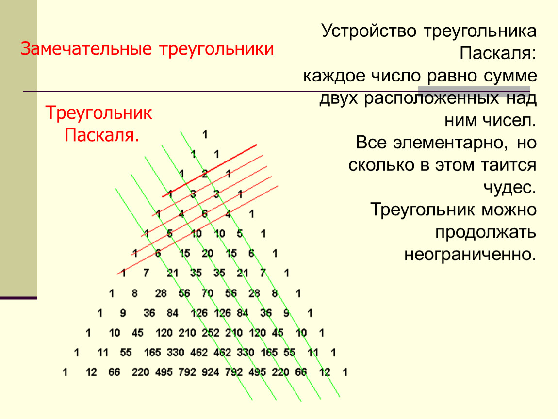 Треугольник паскаля сумма строки