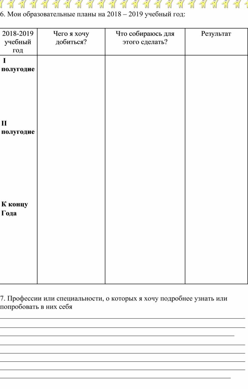 Мои образовательные планы на год портфолио