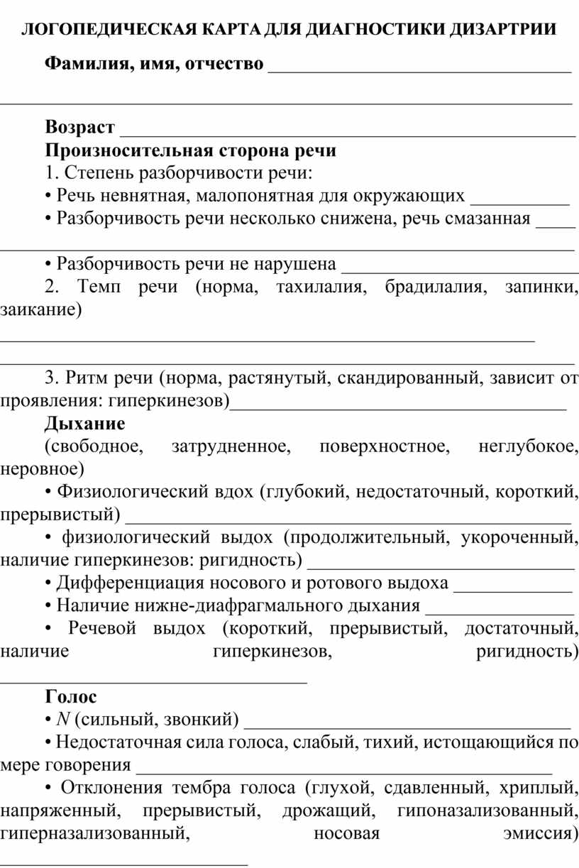 Речевая карта 1 класс логопедия в школе заполненная