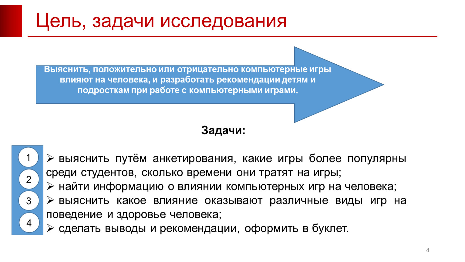 Презентация цель и задачи оформление