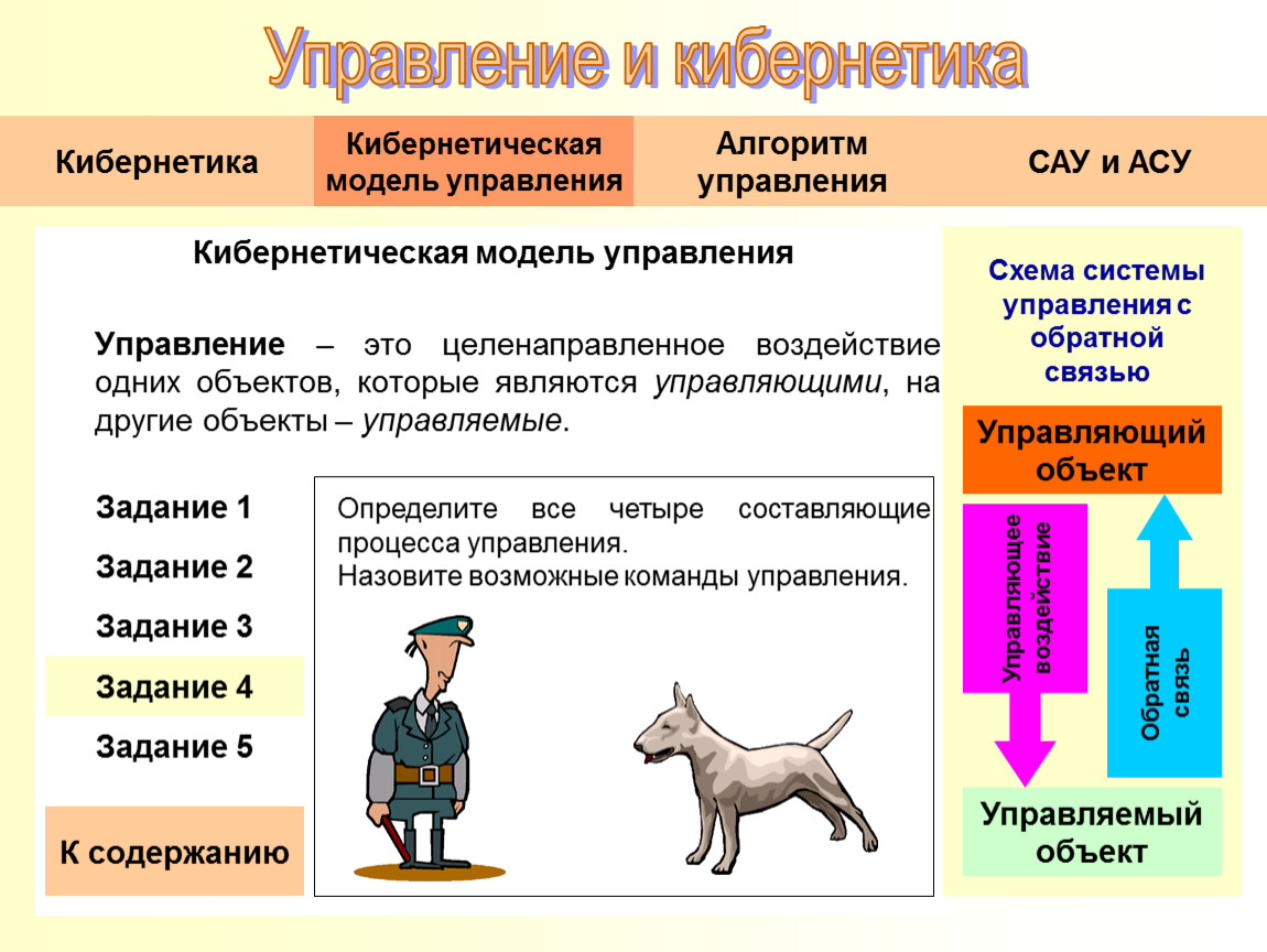 Кибернетическая модель управления схема