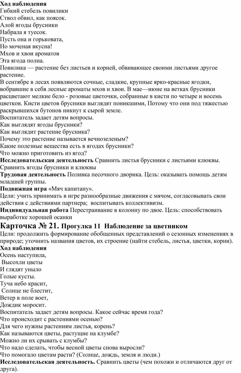 Картотека прогулок в подготовительной группе