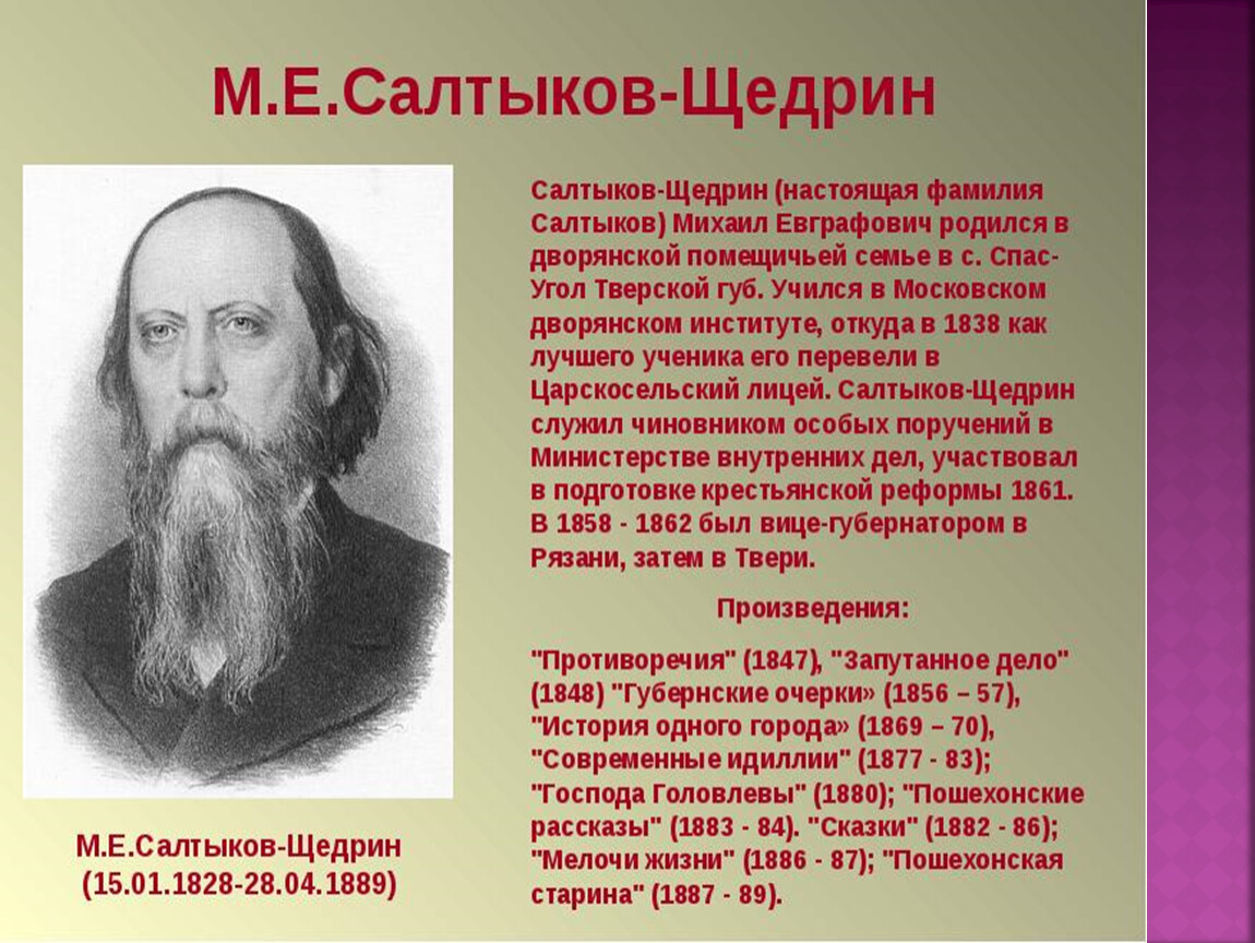 Роль салтыкова щедрина в истории русской литературы презентация