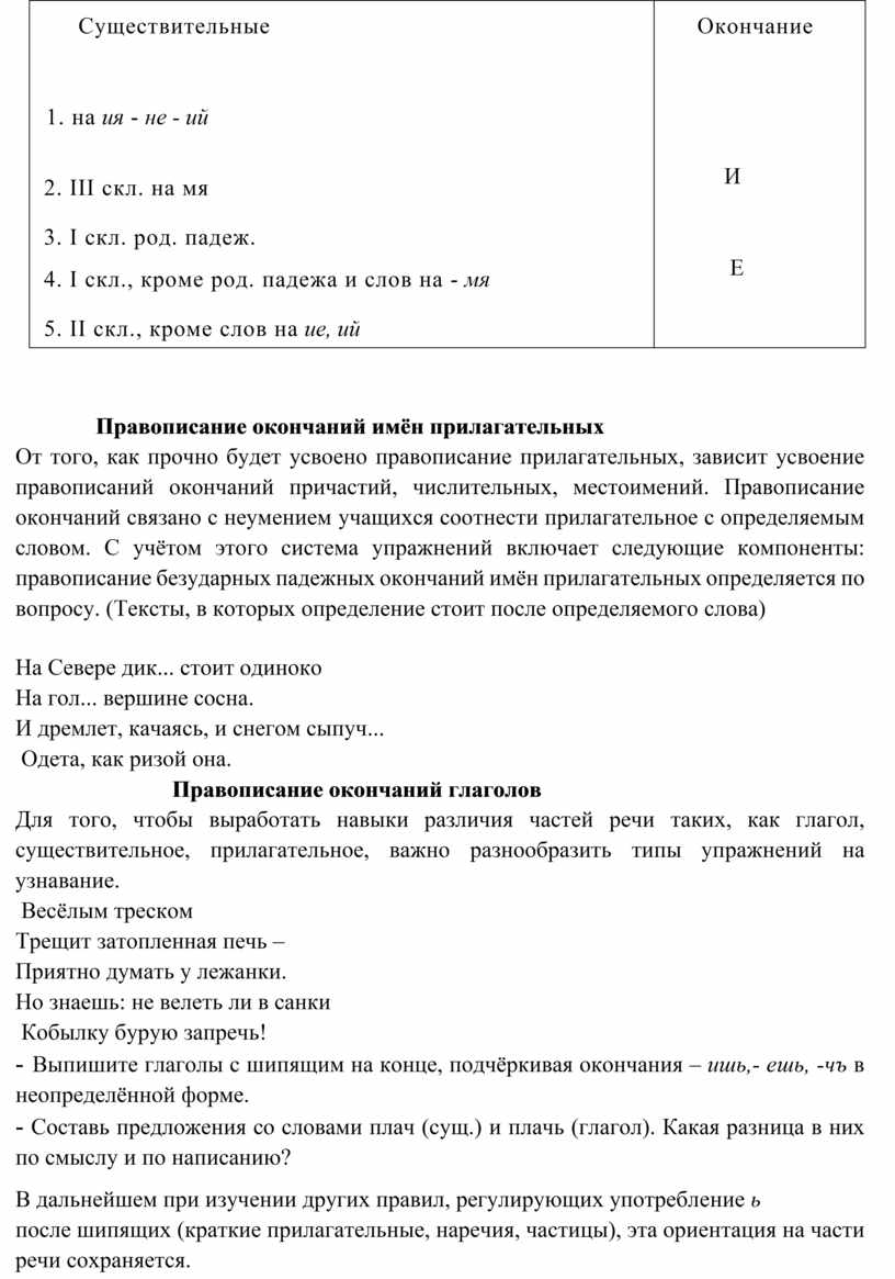 Существительные Окончание 1