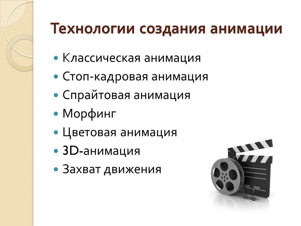 Это воспроизведение последовательности картинок создающее впечатление движущегося изображения