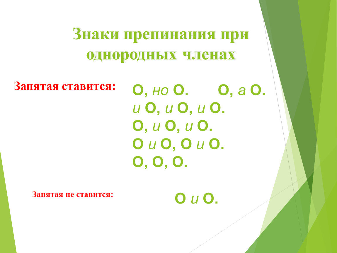 Знаки препинания при однородных членах презентация