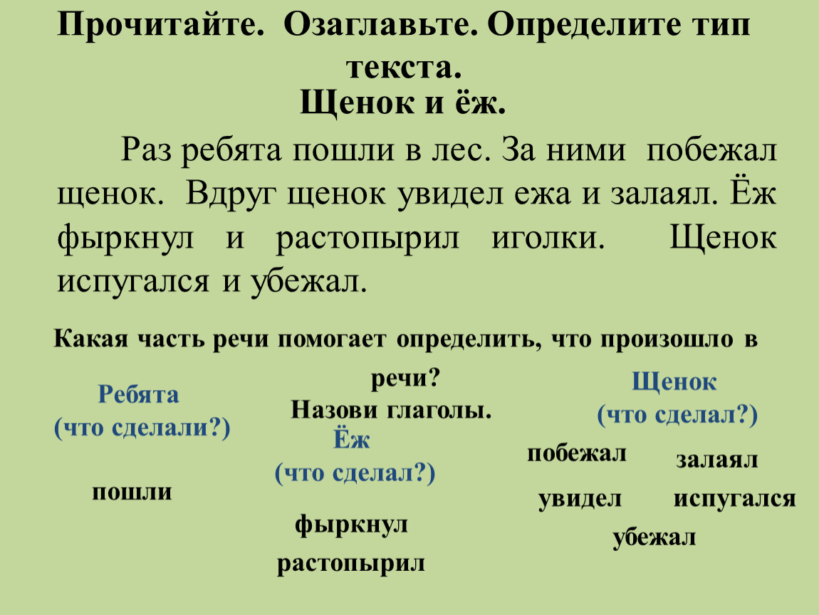 Прочитай тексты определи их виды. Прочитайте тексты определите Тип. Определить Тип текста. Прочитайте озаглавьте текст. Определить Тип прочитанного текста.