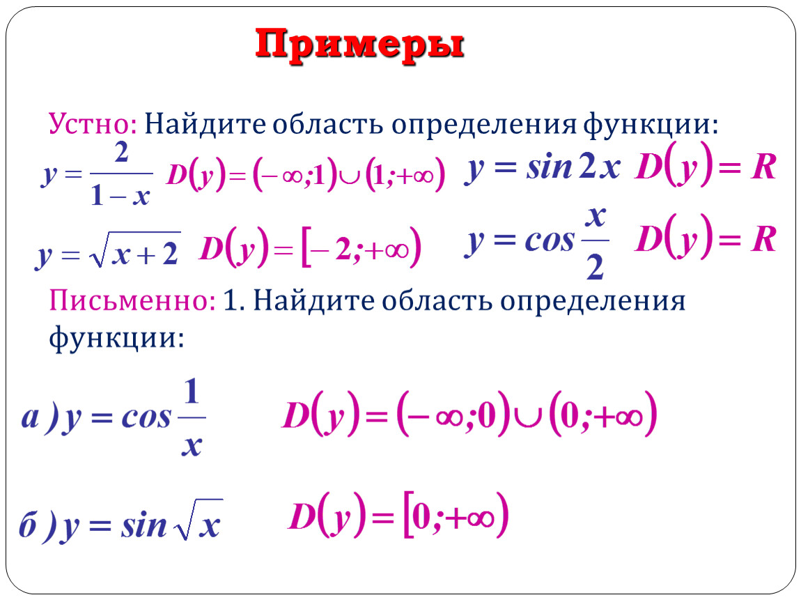 Область определения 1 х 2 1. Найти область определения примеры. Область определения функции 7 класс. Примеры нахождения области определения функции. Найти ООФ функции примеры.