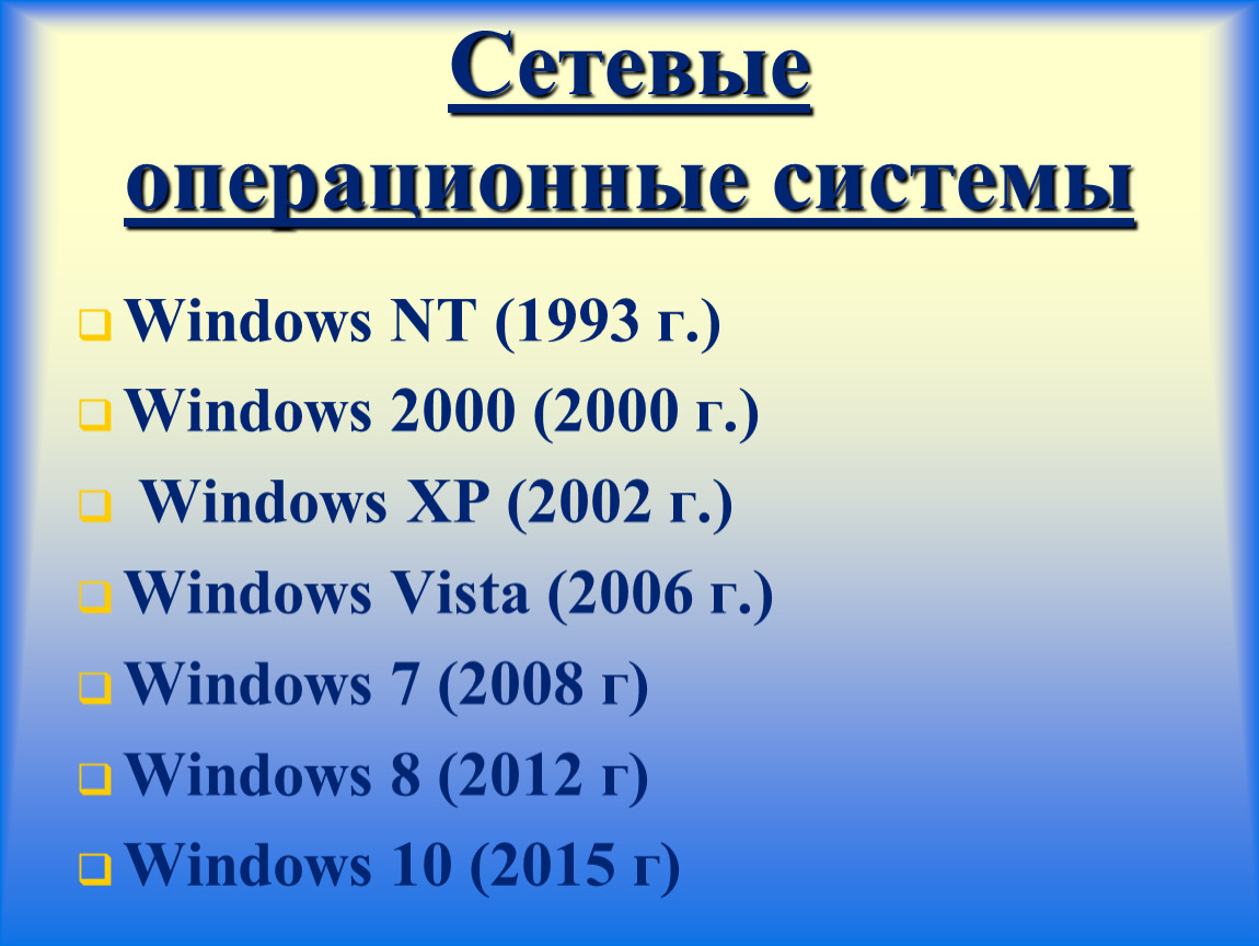 Операционные системы презентация 11 класс