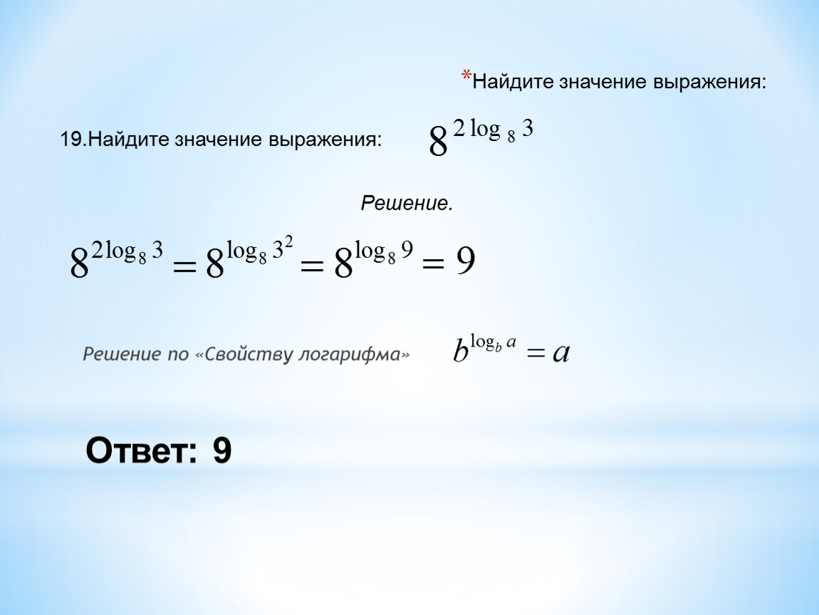 Преобразование логарифмических выражений.