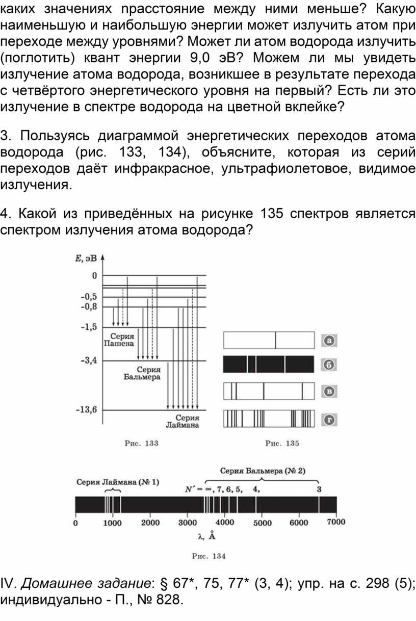 На рисунке представлена схема уровней энергии атома водорода