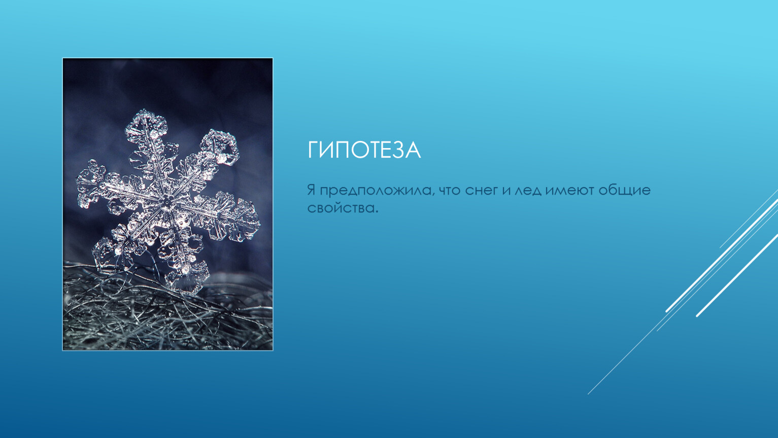 Гипотеза Я предположила, что снег и лед имеют общие свойства