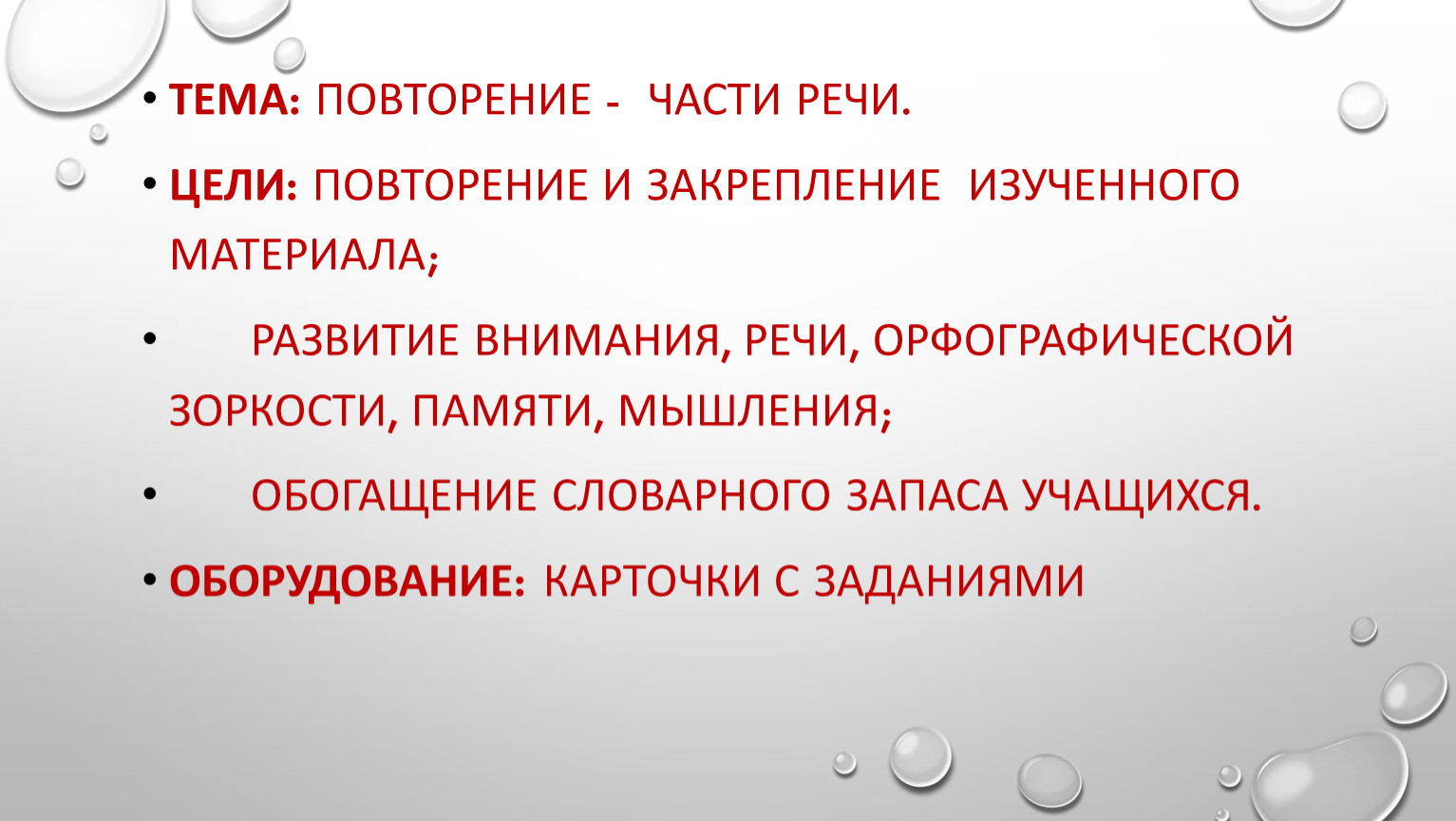 Урок 159 повторение по теме части речи презентация