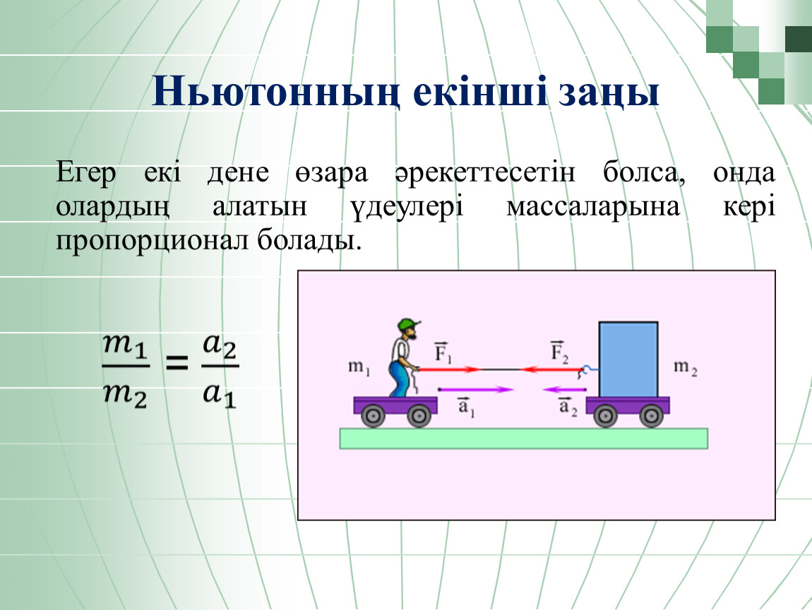 Физика 9 сынып. Тарту кушы формула Ньютоннын 2 заны.