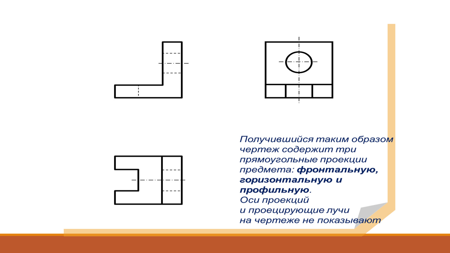 Изображение детали предмета проецируется на фронтальную плоскость проекций