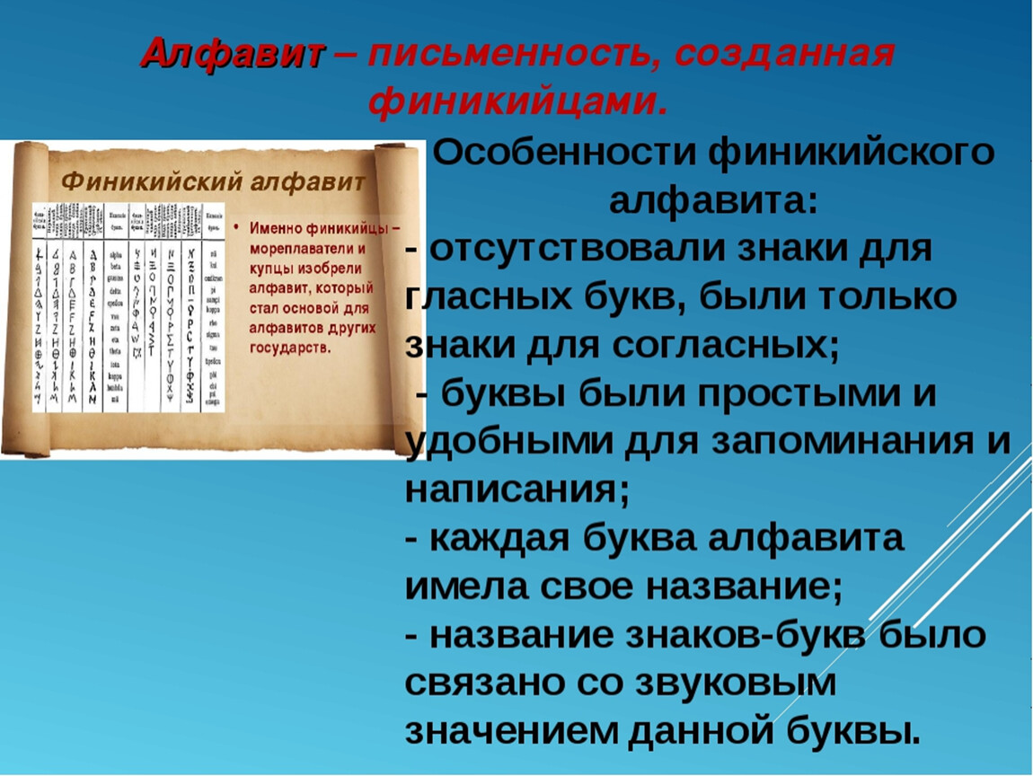 В чем недостаток древнейшего алфавита. Особенности финикийского алфавита. Алфавитная система письма. Особенности алфавита финикийцев. Характеристика финикийского алфавита.