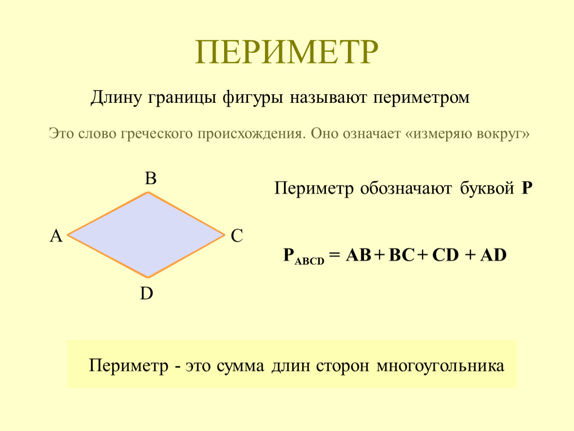 Чему равна сумма внешних многоугольников. Периметр. Нахождение периметра многоугольника. Обозначение периметра. Периметр многоугольника 5 класс математика.