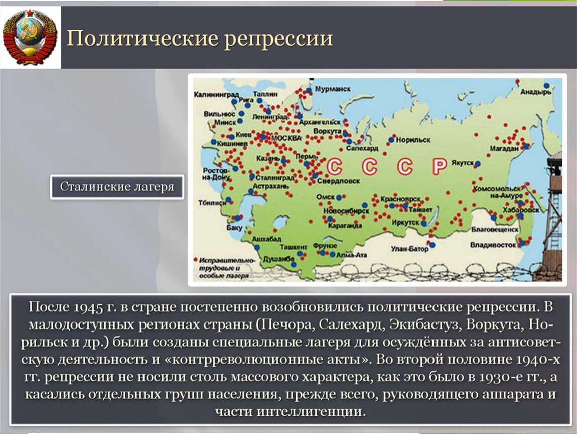 Репрессии 1945 1953 годов. Причины нового витка политических репрессий.