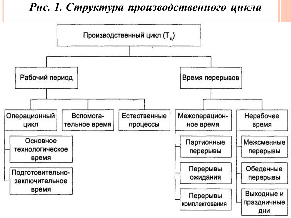 Рис 1 рис 1 соответствие. Структура длительности производственного цикла. 16. Структура производственного цикла. Структура производственного цикла схема. Рис. 1.1 структура производственного цикла.