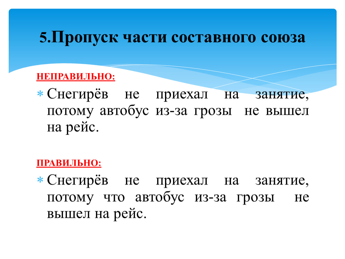 Типичные грамматические ошибки при построении сложноподчинённых предложений