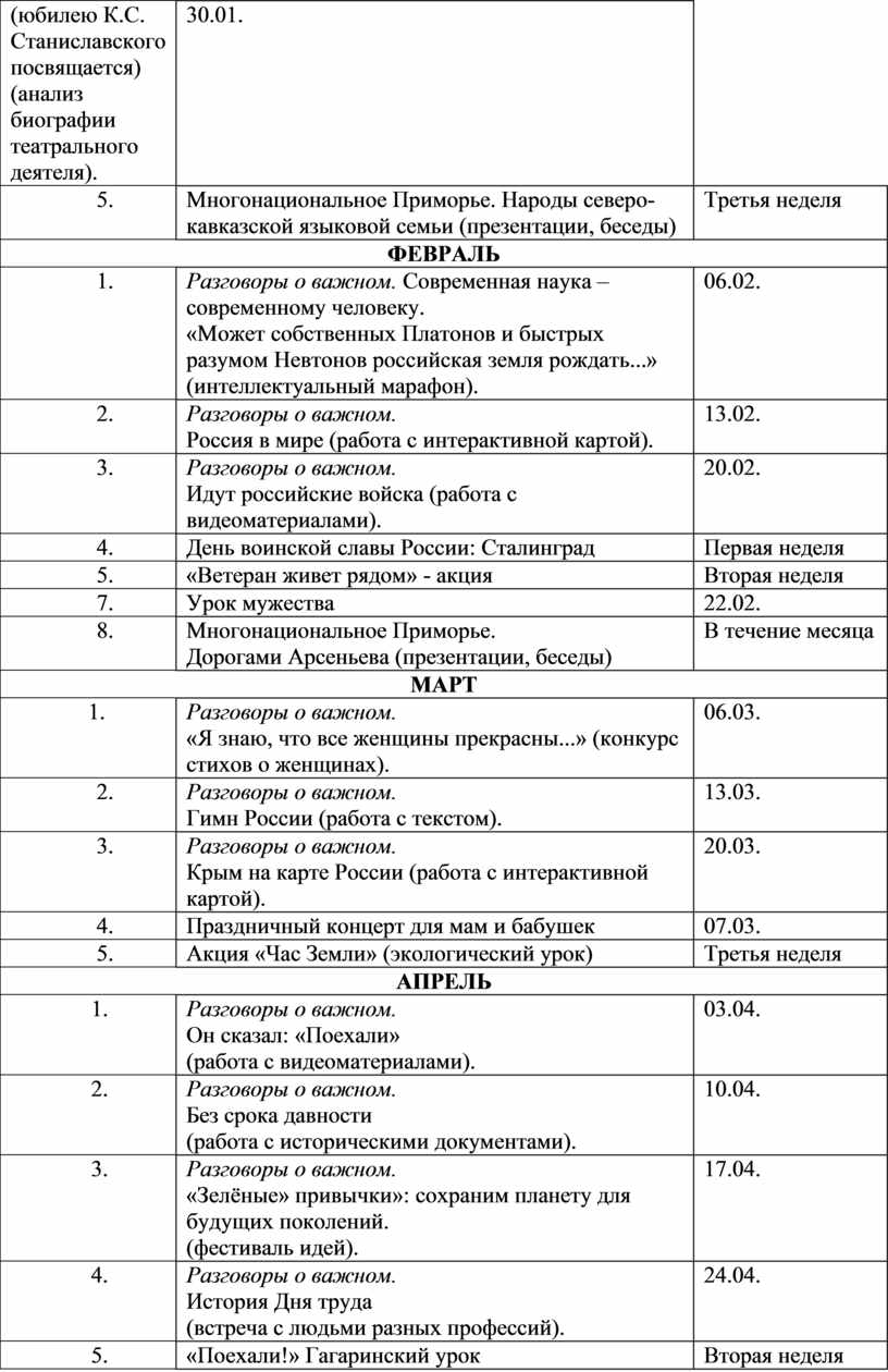 План воспитательной работы в 11 классе на 2022 2023 учебный год