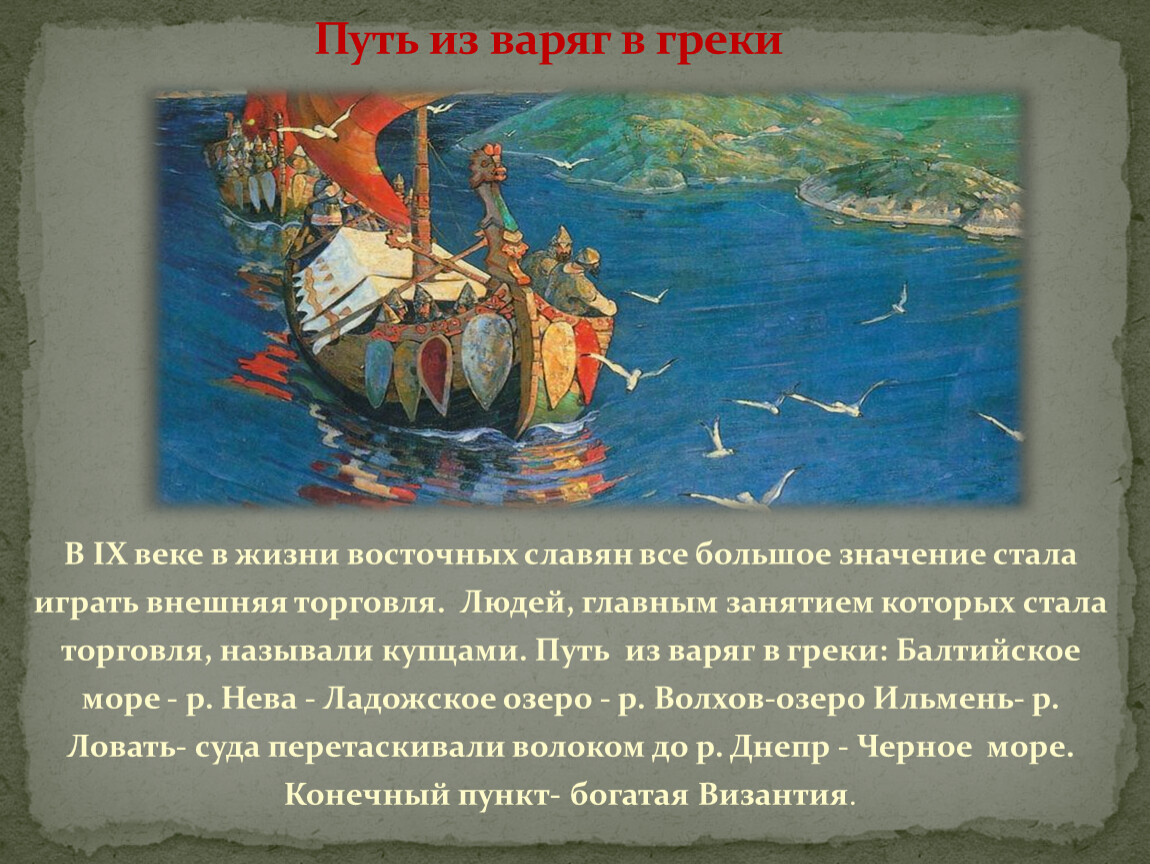 Проект торговый путь из варяг в греки походы на византию