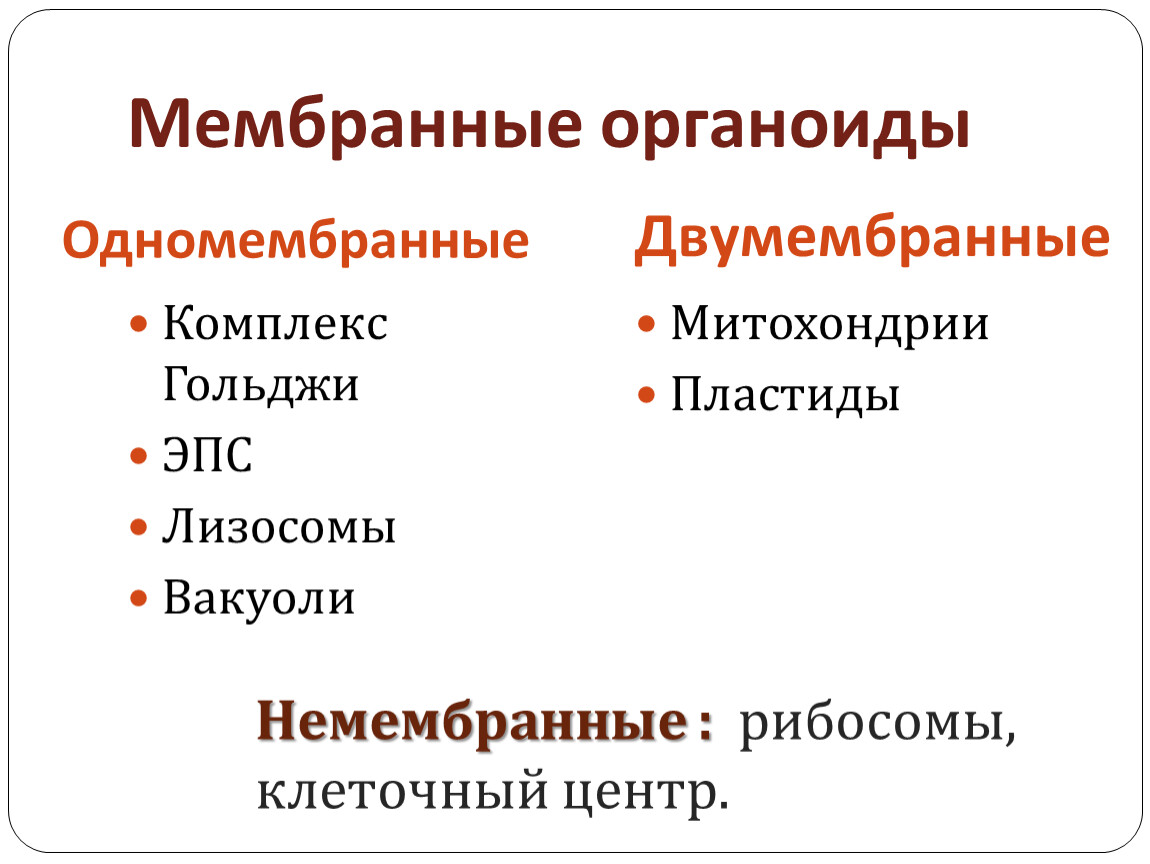 Какие органоиды мембранные