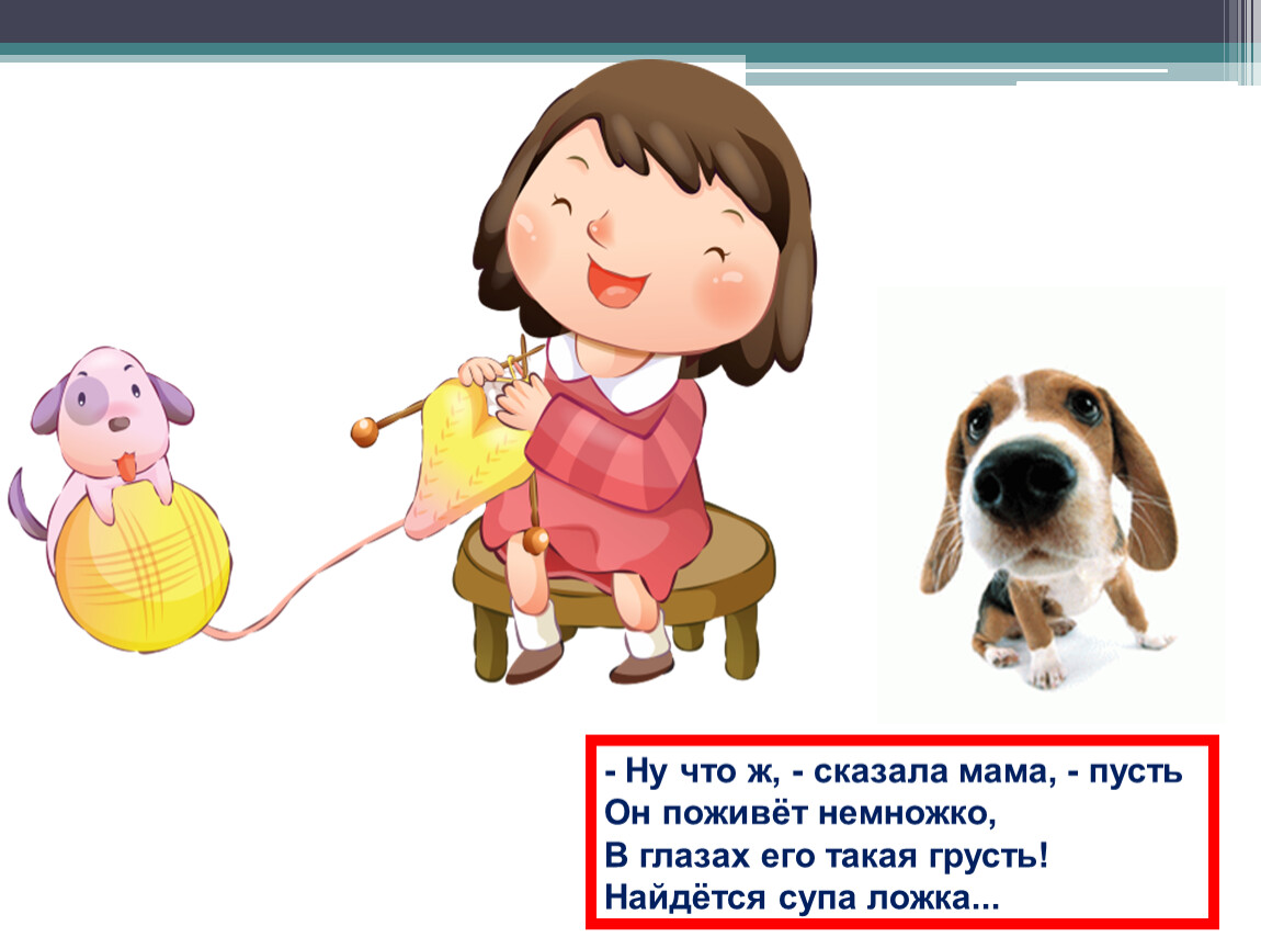 Ну что ж сказала мама пусть он поживет немножко. Я как-то в дом принес щенка бездомного. Как говорить маму на собаку.