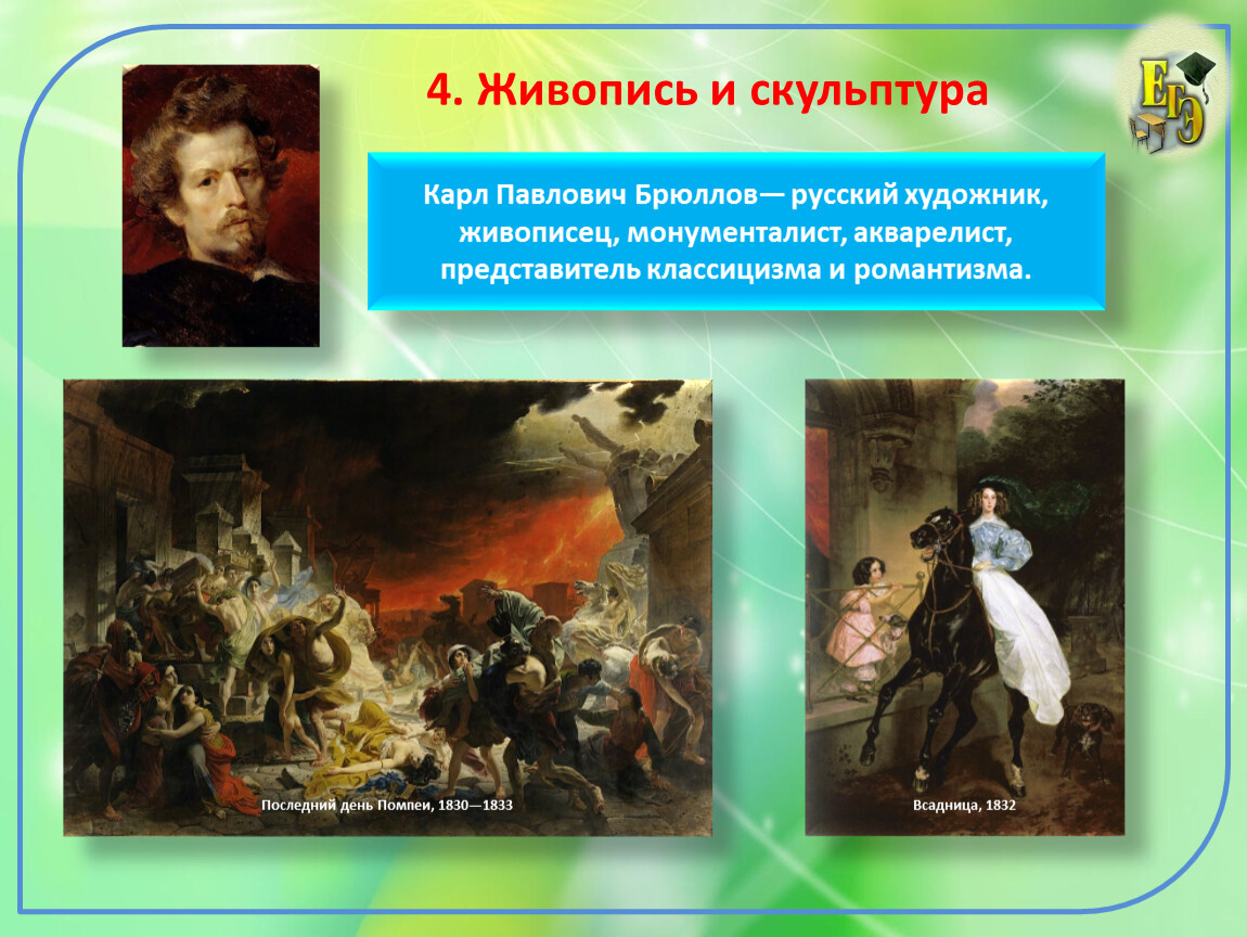 История живописи презентация. Карл Павлович Брюллов картины Романтизм. Живопись 9 класс история. Брюллов классицизм картины. Представители классицизма и романтизма.