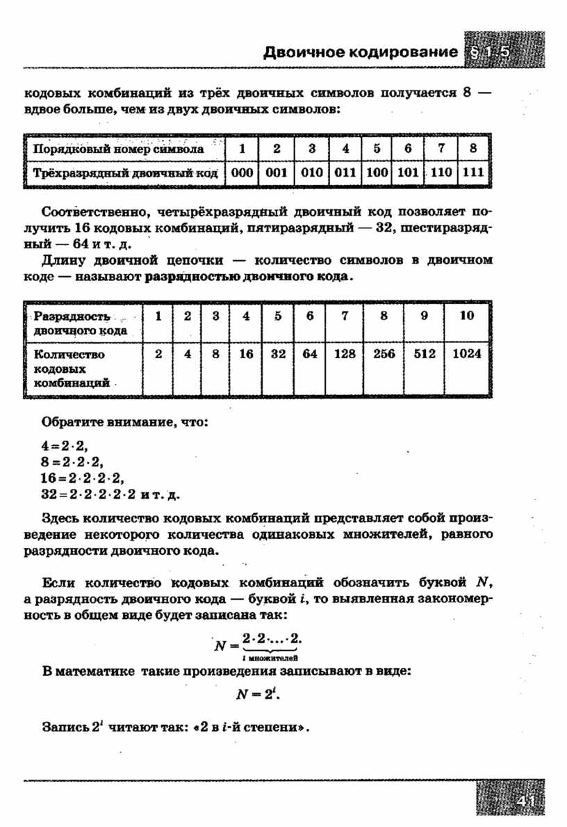 Разрядность кодирования. Разрядность двоичного кода. Количество кодовых комбинаций. Таблица разрядности двоичного кода. Таблица кодовых комбинаций двоичного кода.